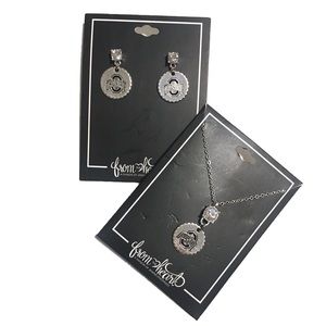 NWT OSU Buckeyes Silver Necklace & Earring Set